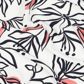 Tessuto elasticizzato leggero con gigli astratti &ndash; bianco/aragosta, 