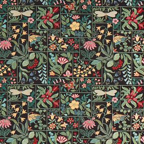 tessuto arredo gobelin Piastrelle floreali – nero, 
