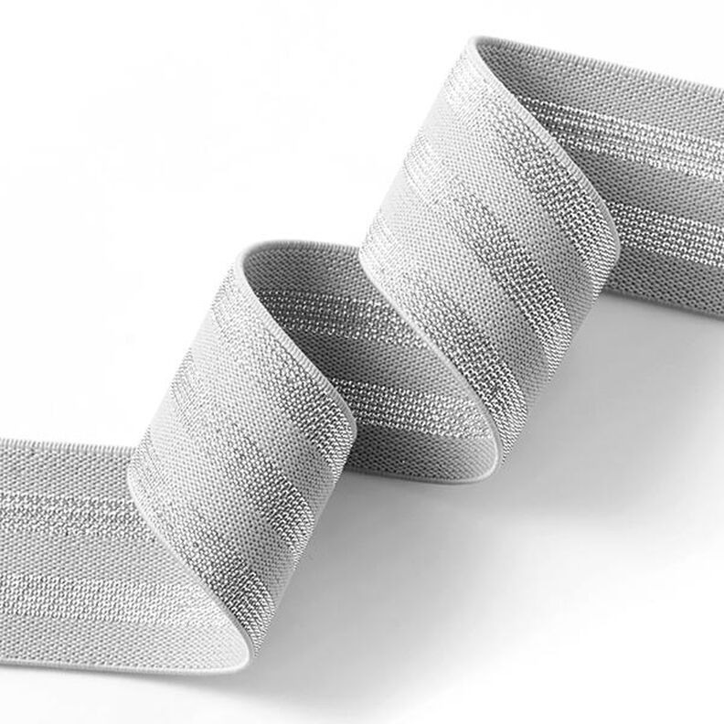 nastro elastico a righe [40 mm] – grigio chiaro/argento,  image number 2