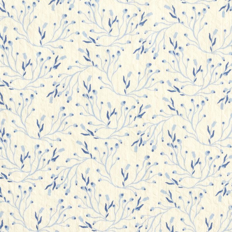 Seersucker delicati rami di bacche &ndash; bianco lana/blu jeans,  image number 1