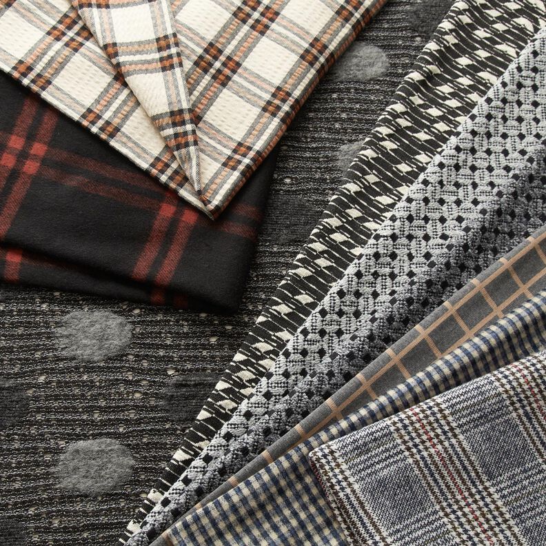 Tessuto jacquard con motivo geometrico lavorato – nero/bianco, image number 6