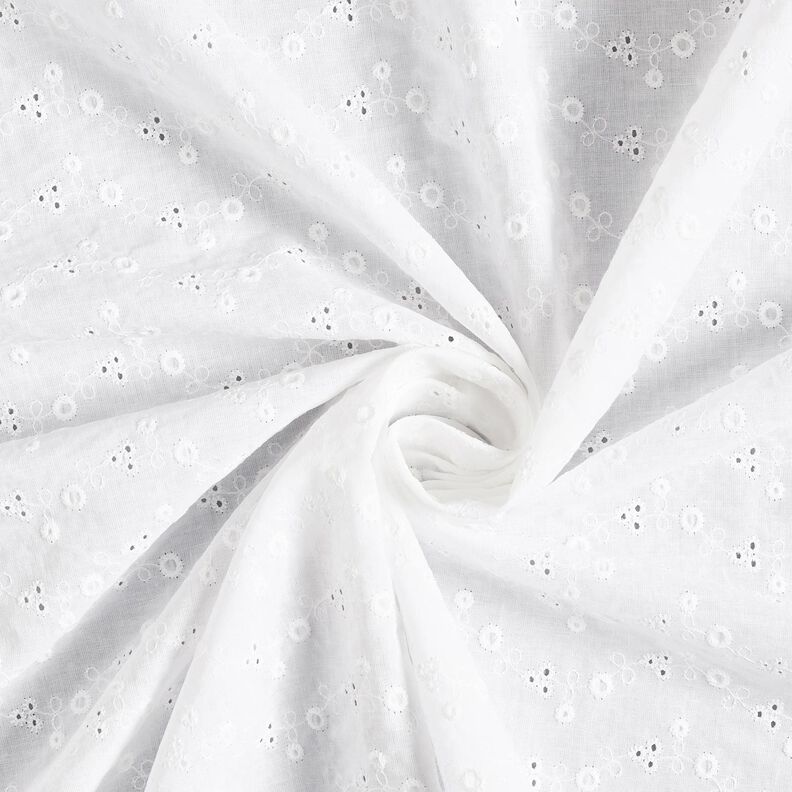 Batista di cotone ricami a giorno fiorellini – bianco,  image number 5