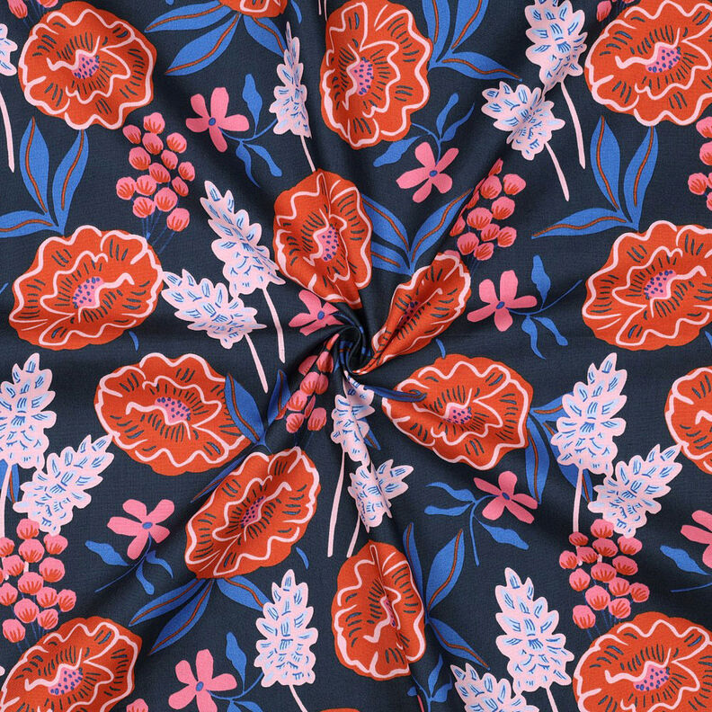 popeline di cotone Fresh Flowers | Nerida Hansen – blu notte,  image number 3