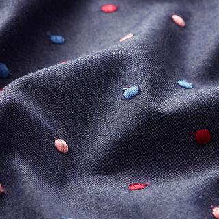 chambray pois ricamati – blu marino, 