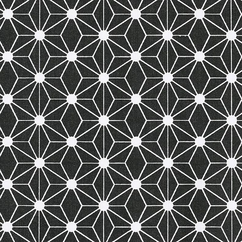 tessuto in cotone cretonne stella grafica – nero, image number 1