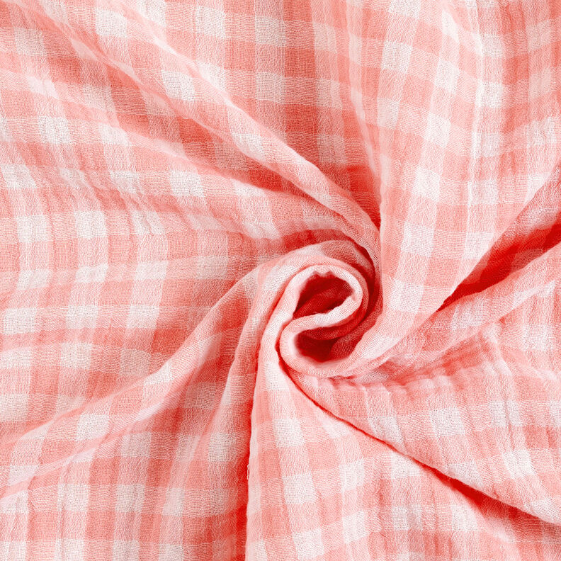 mussolina / tessuto doppio increspato Vichy a quadri tinto in filo – rosa anticato/bianco,  image number 5