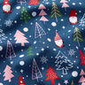 tessuto in cotone popeline Gnomi e abeti – blu,  thumbnail number 2