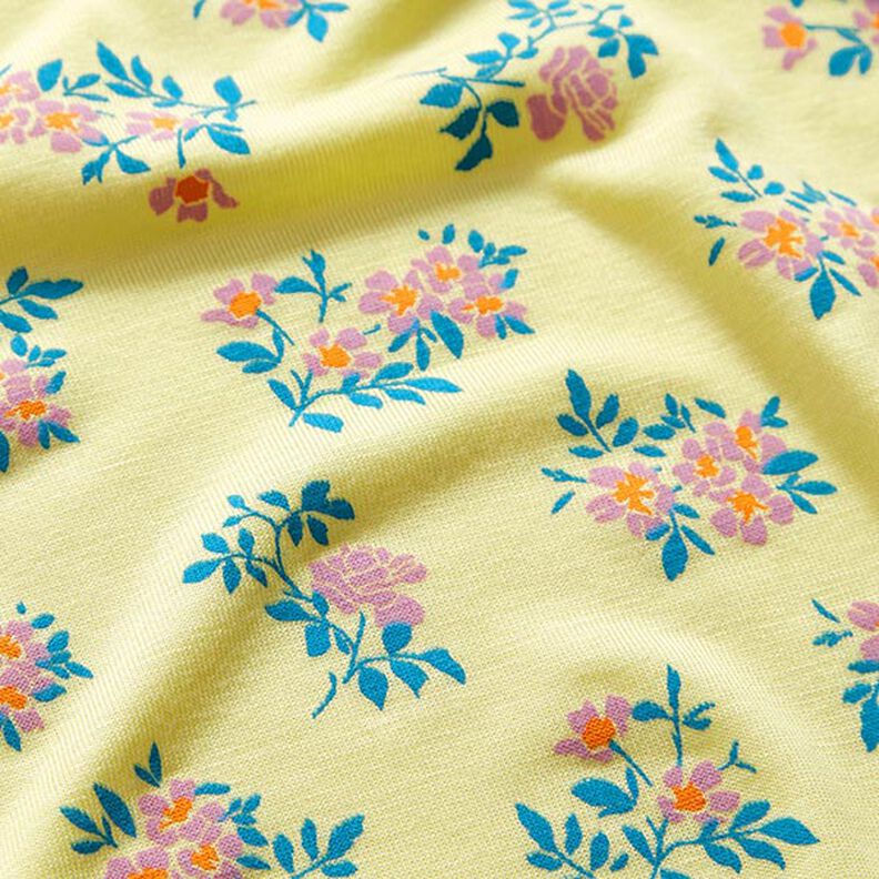 jersey di viscosa, mazzolini di fiori – giallo chiaro,  image number 2