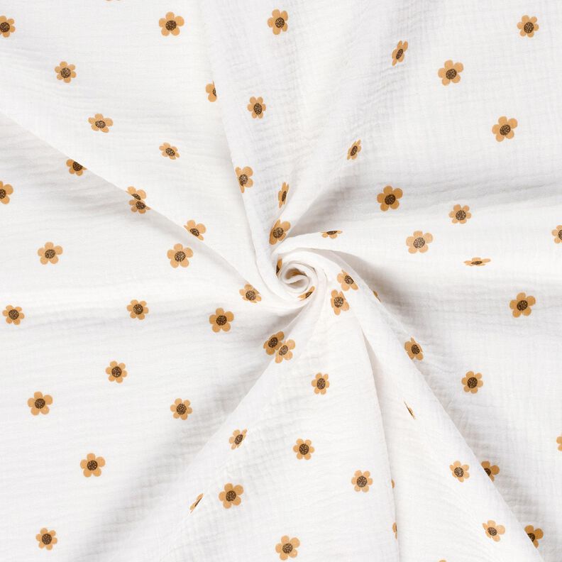 mussolina / tessuto doppio increspato girasoli – avorio/oro anticato,  image number 3