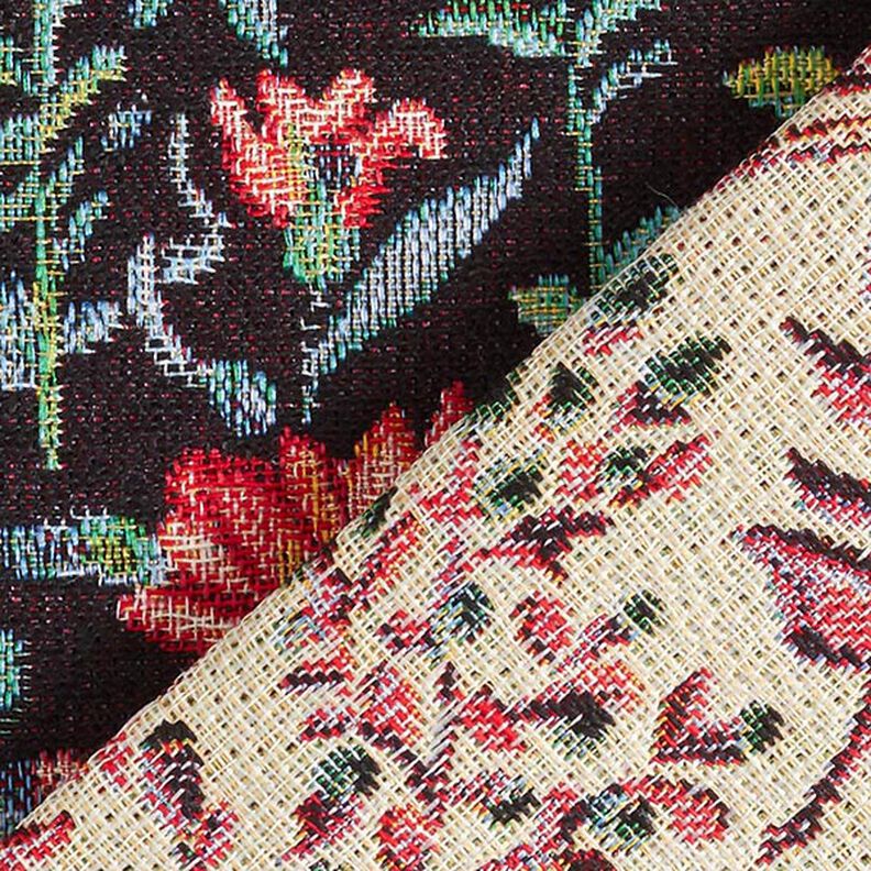 tessuto arredo gobelin piccoli fiori – nero,  image number 5