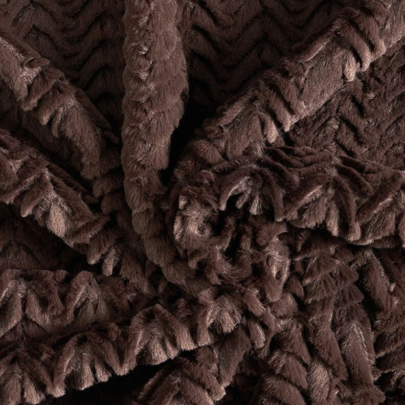 Pelliccia sintetica a spina di pesce – marrone medio,  image number 3