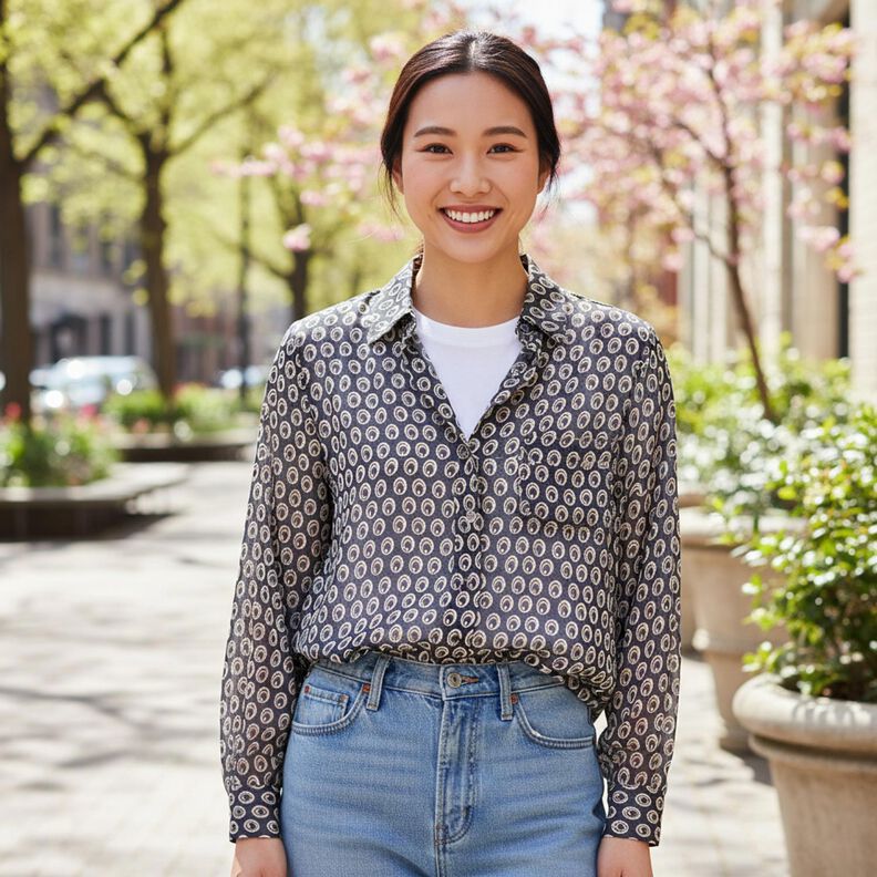 Occhio di pavone in chiffon &ndash; blu marino/blu marino,  image number 6