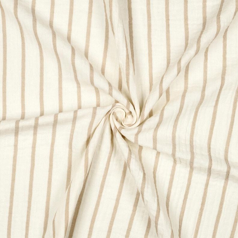 mussolina / tessuto doppio increspato Righe tinte in filo | Poppy Fabrics – mandorla/bianco lana, image number 3
