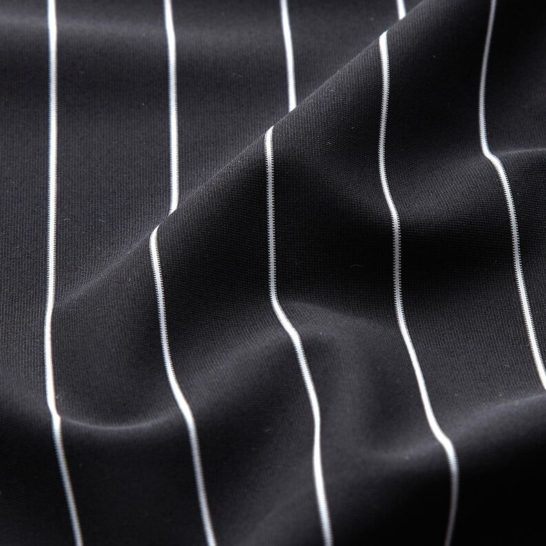 Tessuto per pantalone gessato elasticizzato – nero/bianco,  image number 2