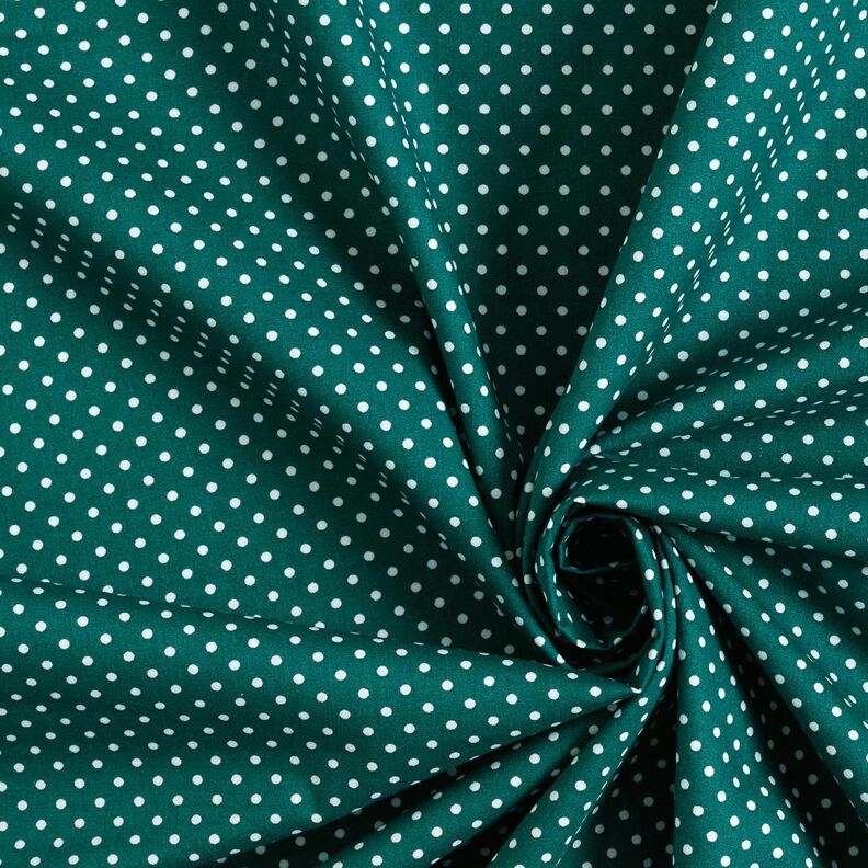 popeline di cotone Mini pois Polka – abete blu/bianco, image number 3