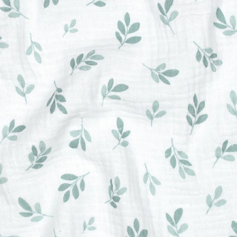 mussolina / tessuto doppio increspato Rami | Poppy Fabrics – bianco/canna palustre, image number 2