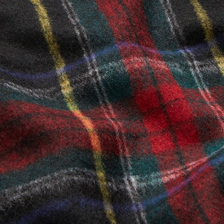 Tessuto per cappotto in misto lana vergine tartan – nero/rosso, 