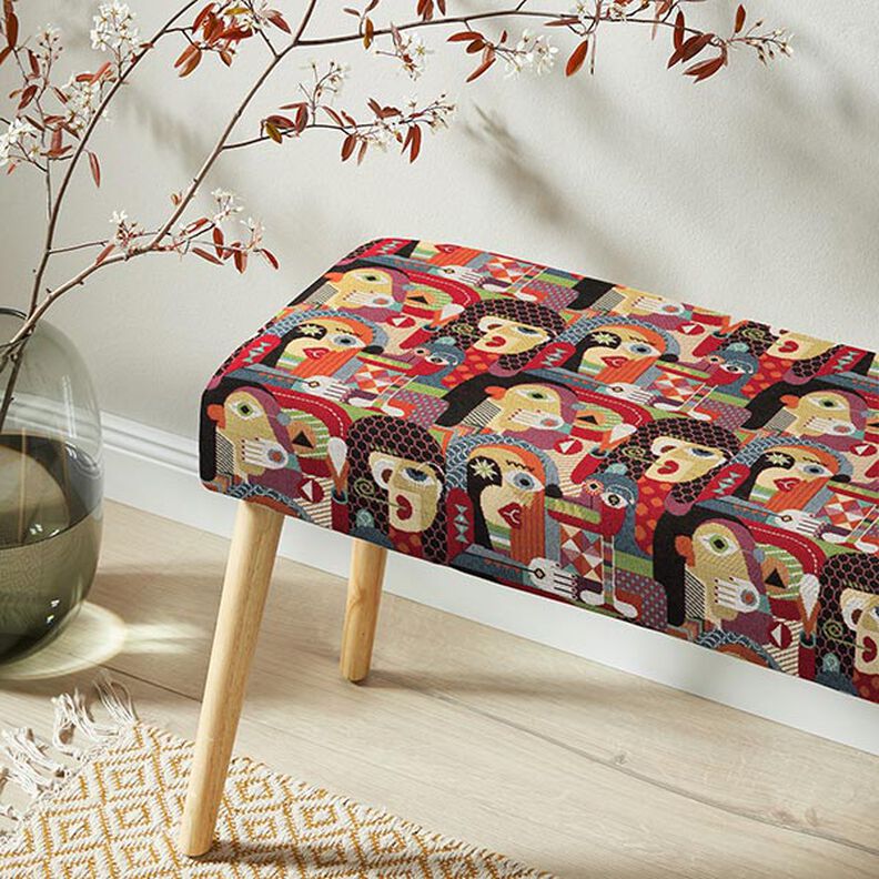 tessuto arredo gobelin, visi astratti – nero,  image number 6