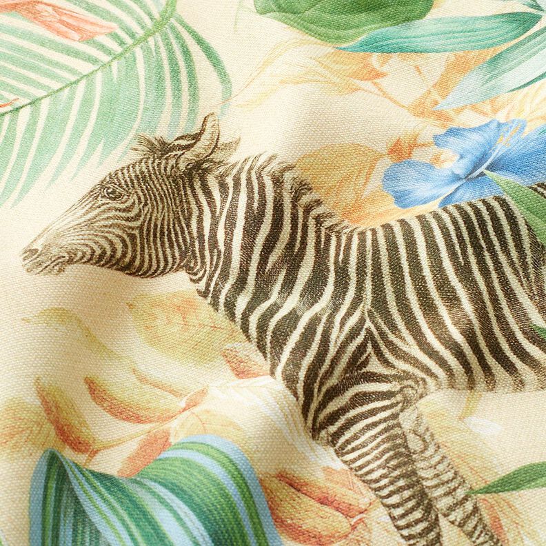 tessuto arredo mezzo panama animali della giungla – beige/verde,  image number 2