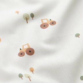 popeline di cotone Trattore in un vasto campo &ndash; avorio, 