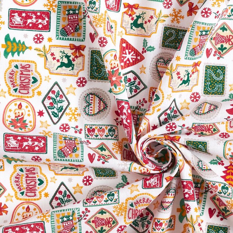 tessuto in cotone popeline immagini di Natale – bianco/rosso carminio,  image number 3