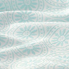 Tessuto jacquard da esterni motivi ornamentali e cerchi – menta/bianco lana, 