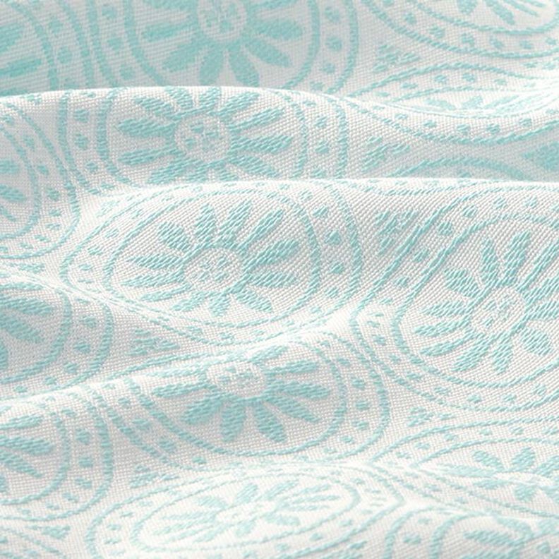 Tessuto jacquard da esterni motivi ornamentali e cerchi – menta/bianco lana,  image number 2