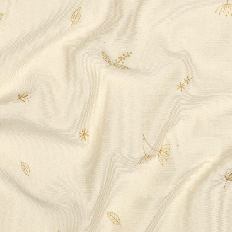 GOTS jersey di cotone Rami e piante | Poppy Fabrics – crema/marrone capriolo, image number 2