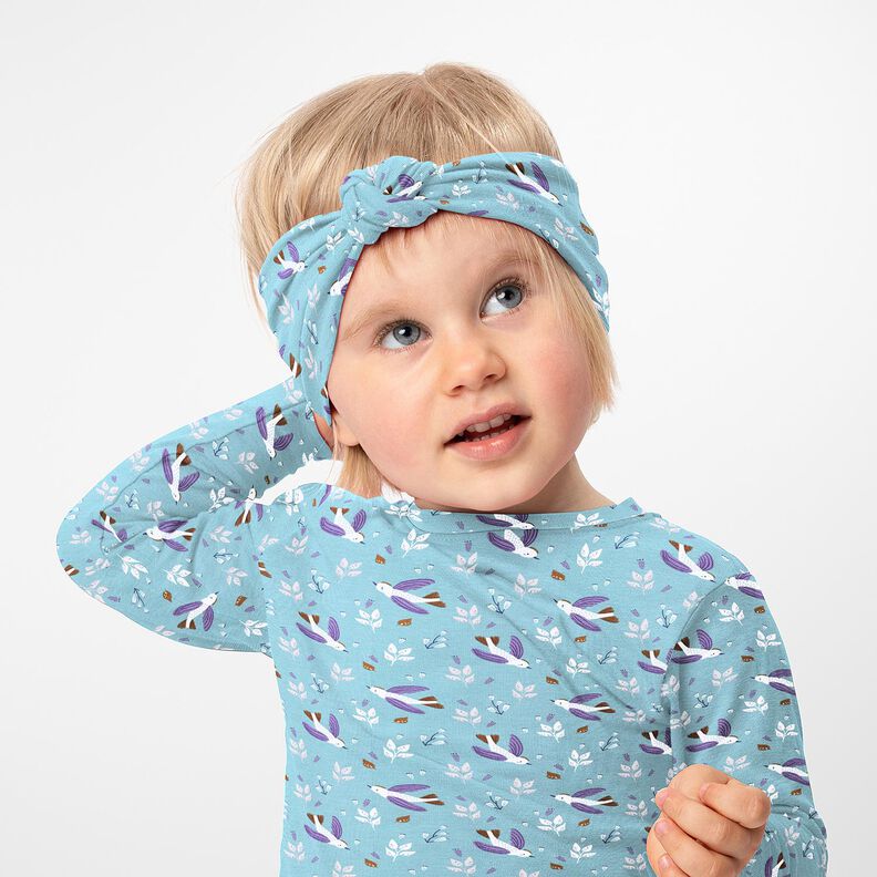 jersey di cotone Uccellini – blu colomba,  image number 5