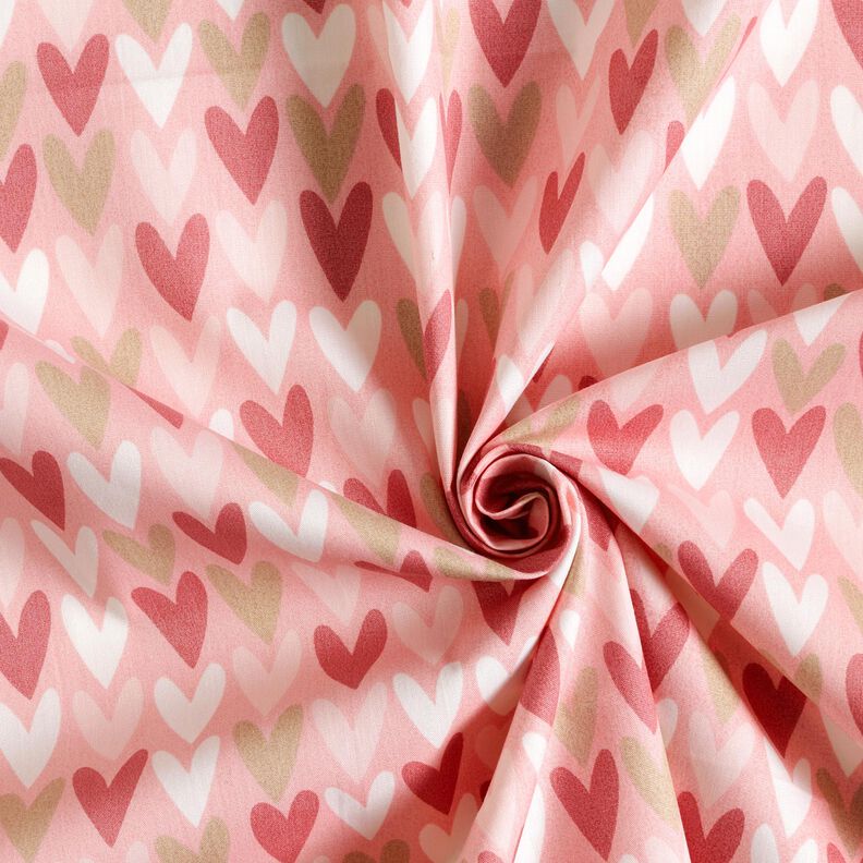 popeline di cotone Cuori – rosa antico chiaro, image number 3