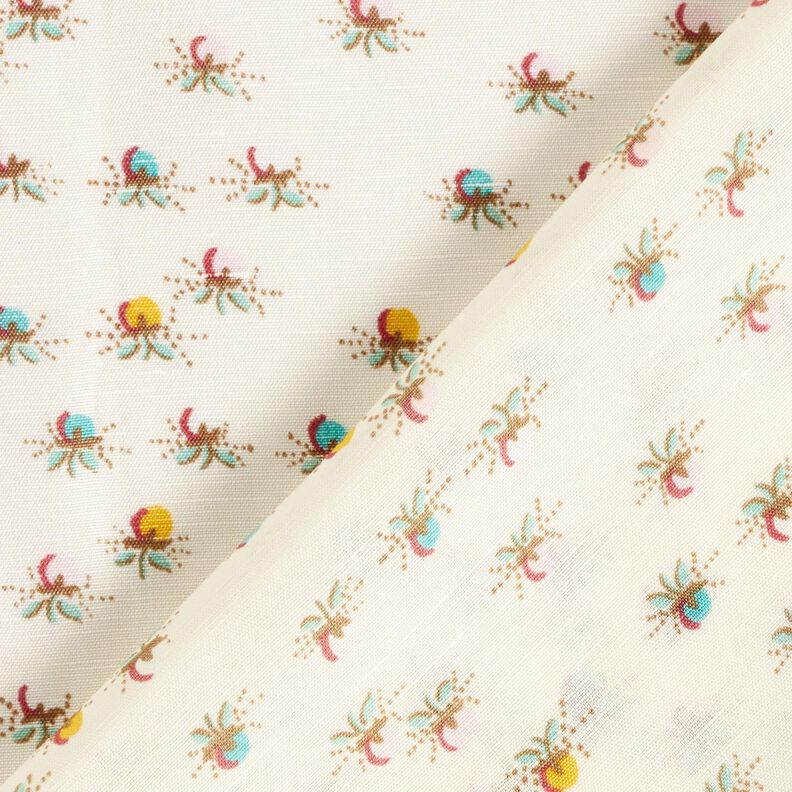 Tessuto di cotone lucido con fiori – bianco lana,  image number 4