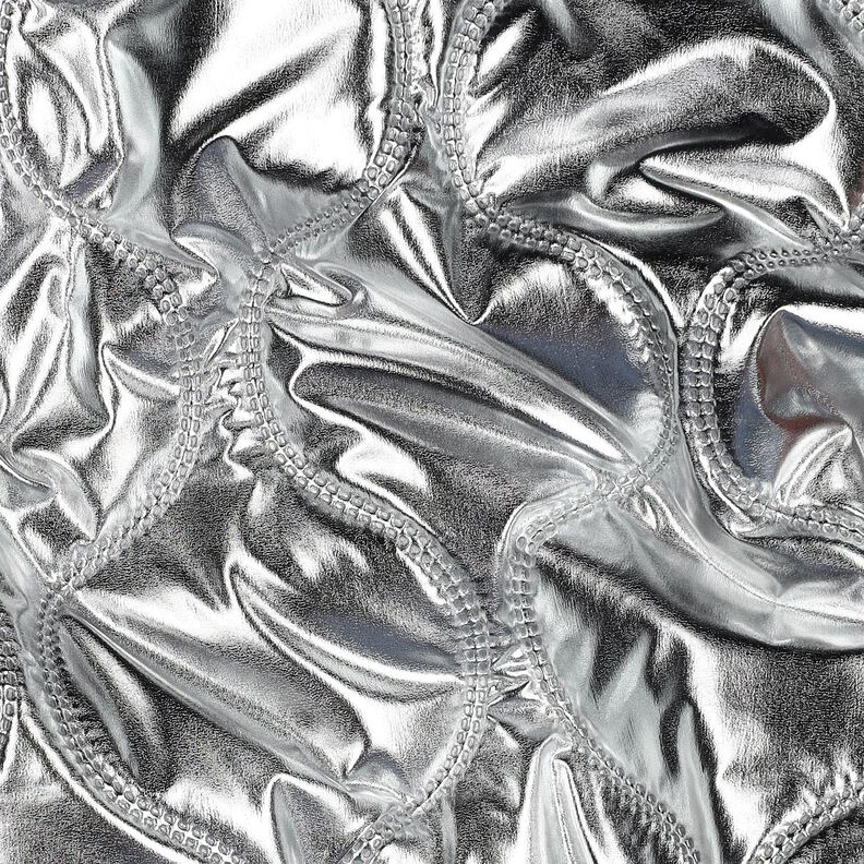 tessuto trapuntato Linee sinuose – argento effetto metallizzato, image number 2
