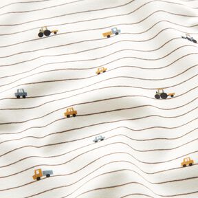 jersey di cotone Mini veicoli sulle strisce – bianco lana, 