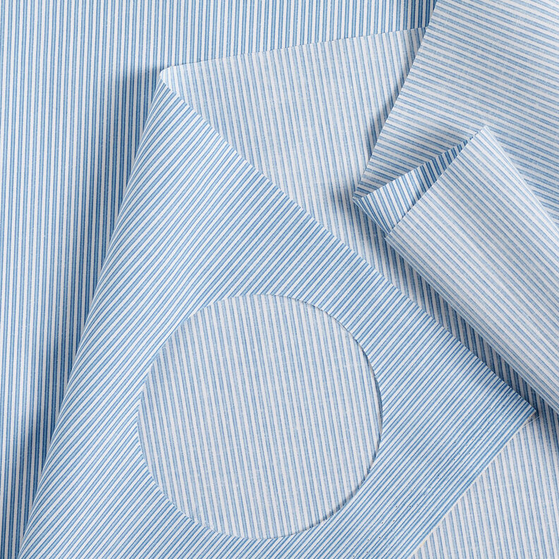 Tessuto elasticizzato per camicia a righe strette – bianco/azzurro,  image number 6