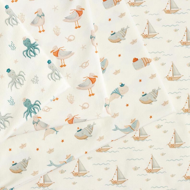 jersey di cotone Gabbiano, stelle marine, nodi stampa digitale – bianco lana | Resto 90cm,  image number 5
