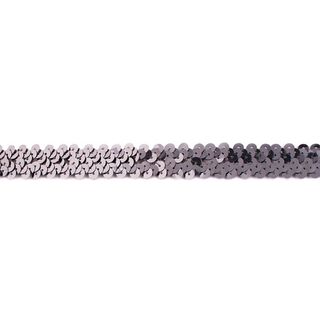 Bordino con paillette elastico [20 mm] – argento anticato effetto metallizzato, 
