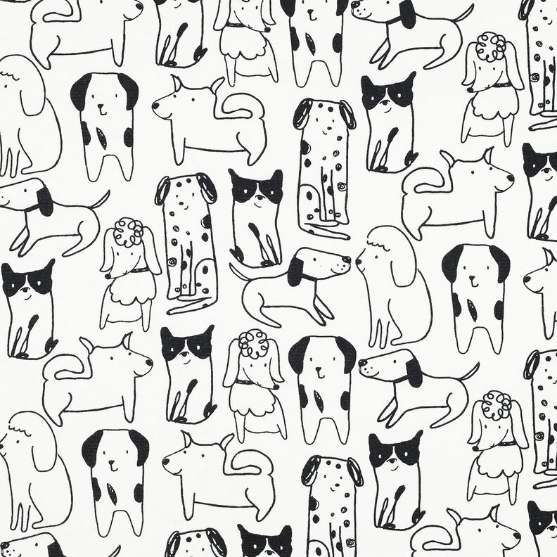 flanella di cotone cani | Poppy Fabrics – bianco/nero, image number 1