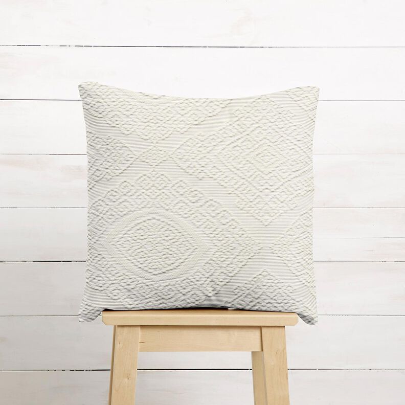 tessuto arredo Jacquard Diamanti decorativi 275 cm – bianco lana, image number 7