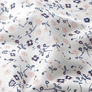 satin di seta-viscosa, piccoli fiori – bianco, 