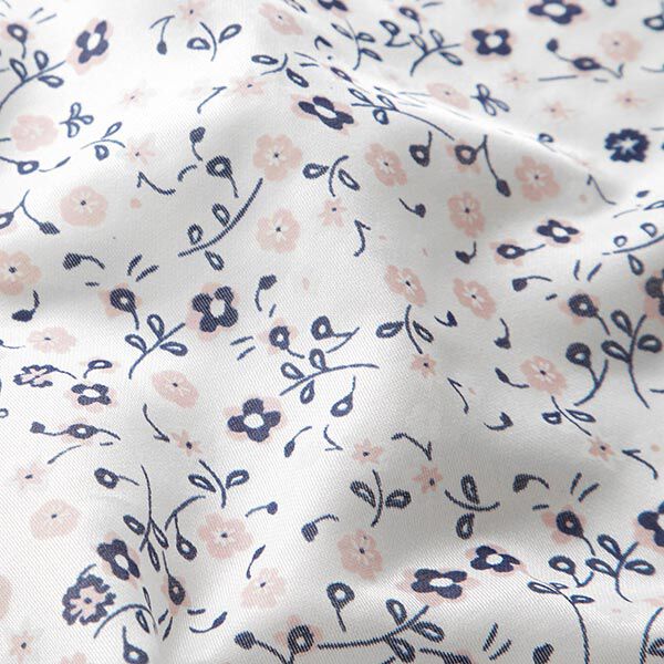 satin di seta-viscosa, piccoli fiori – bianco, image number 2
