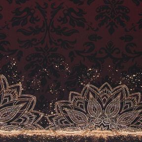 jersey di cotonetessuto con bordura Mandala con macchie dorate | Glitzerpüppi – marrone nerastro/oro, 