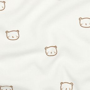 Jersey a nido d’ape orsetti | Poppy Fabrics – bianco lana/marrone capriolo, 