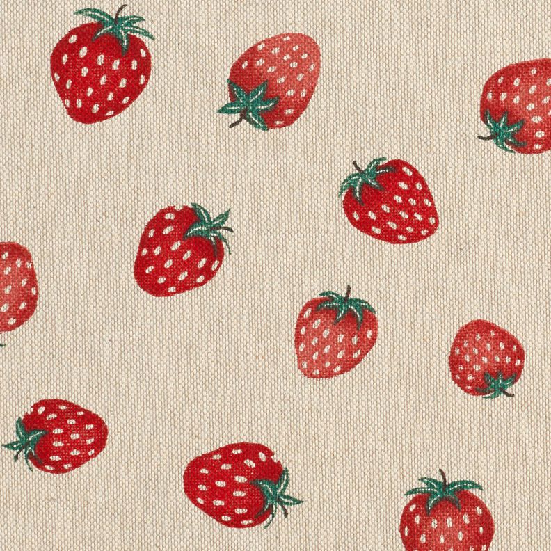 tessuto arredo mezzo panama Piccole fragole – rosso/naturale,  image number 5
