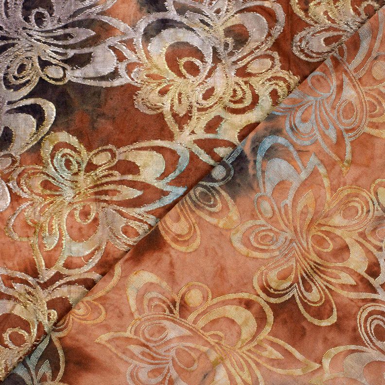 jersey jacquard Fiori con batik – rosso borgogna/grigio pietra, image number 4