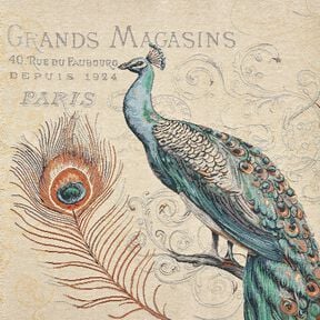 taglio di tessuto arredo gobelin Pavone &ndash; beige chiaro/blu, 