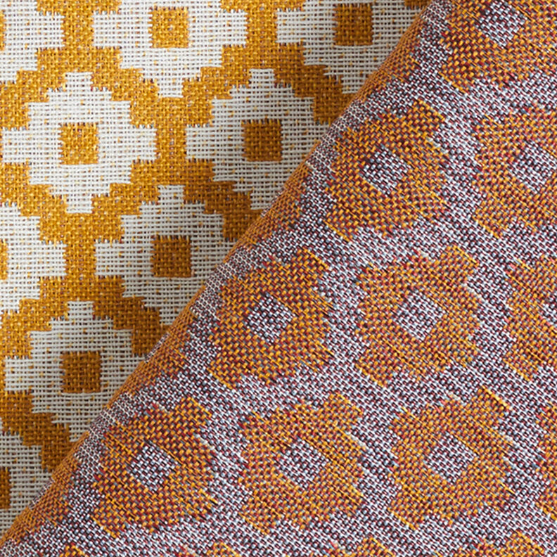 Tessuto jacquard da esterni losanghe – senape,  image number 4