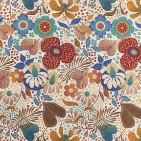 tessuto arredo mezzo panama Immagine floreale – naturale/blu, 