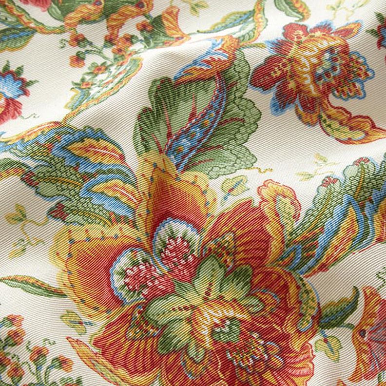 tessuto arredo tessuto canvas ornamenti floreali orientali 280 cm – naturale/verde,  image number 2