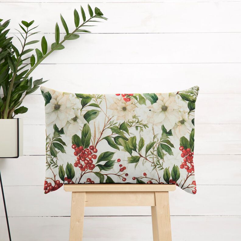 tessuto arredo Jacquard lurex arbusto invernale con bacche – naturale/oro,  image number 7