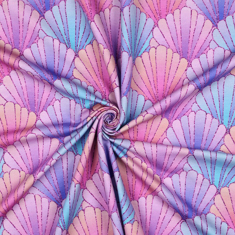 French terry, felpa estiva Conchiglie stampa digitale | by Poppy – lavanda/lilla bluastro,  image number 3